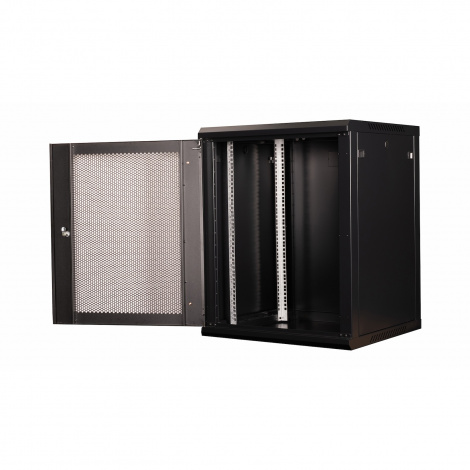 Шкаф 19" телекоммуникационный настенный, 15U 769x600х600 мм, дверь перфорация, черный